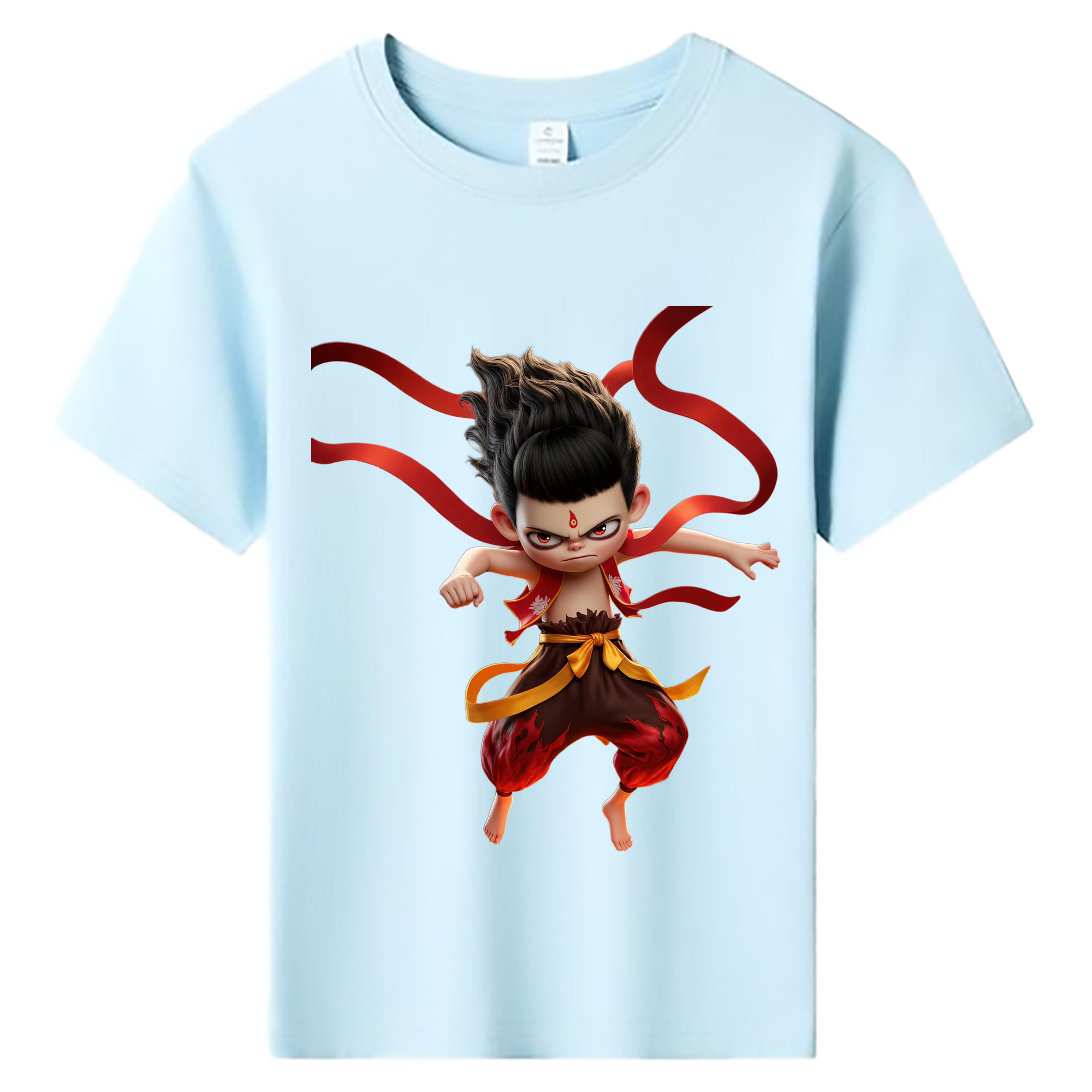 （画像用） Ne Zha 2 ナタ 魔童の大暴れ 綿100％キッズTシャツ（フロントプリント）